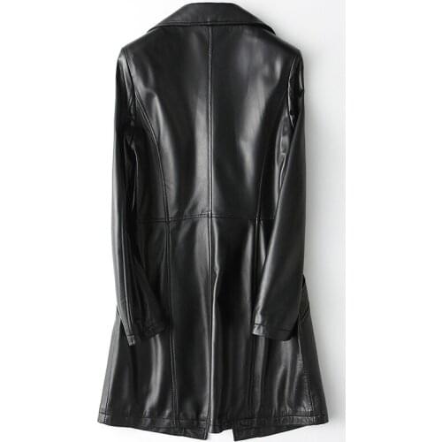 Winter Autumn 2020 Genuine Leather Jacket Female Long Slim Real Sheepskin Coat Ladies Windbreaker Jaqueta Feminina 68624