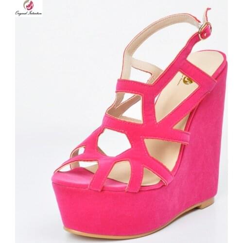 Original Intention Elegant Women Sandals Platform Open Toe Wedges Sandals High-quality Red Lavender Shoes Woman