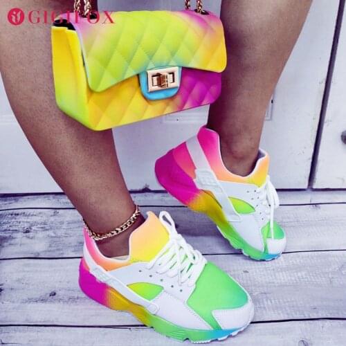 2021 INS HOT On Sale Plus size 43 Fashion Breathable Vacation Walking Sneakers Cosy Leisure Shoes And Bags Set Match Women Flats