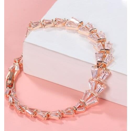 Women Bracelet Couple Bracelet Silver Color Geometric Shape Inlaid Cubic Zirconia Bracelet Stylish Birthday Gift for Girlfriend