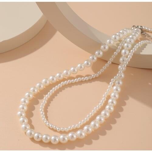 Korean Double Layer White Imitation Pearls Choker Necklace Bridal Women Wedding Party Fashion Trendy Clavicle Necklace Jewelry