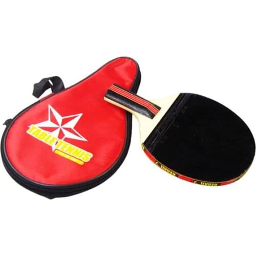 1pcs Table Tennis Rackets Solid Red Long Handle Shake Hand Ping Pong Paddle + Waterdichte Tas Pouch Rode Racquet Sports
