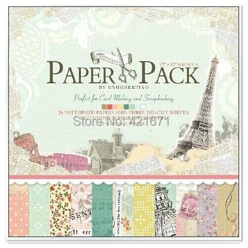 24 sheets,12 inch nostalgia life Decorative Gift Wrapping Book kit Scrapbook Paper DIY Card Making origami craft Art home deco