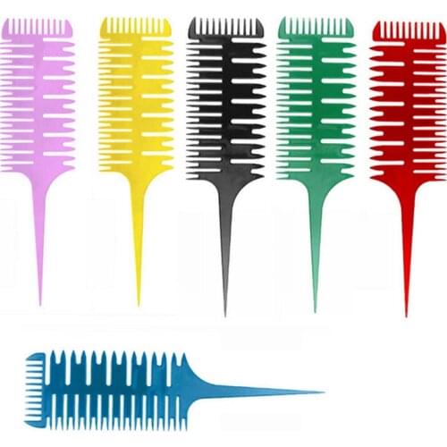 4Colors Professional Easy To Use Weave Weaving Comb Hair Dye Styling Tool Salon Hair Dyeing Comb 3-Way Sectioning Highlight Comb