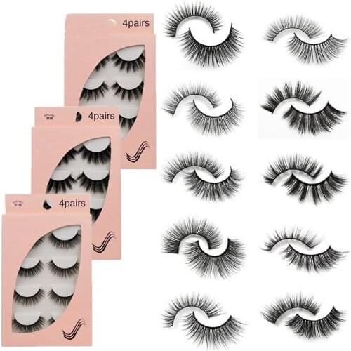 4 Pairs New Cosmetic Eyelashes False Lashes Big Eye 3D Mink Fake Eyelash Extension Make Up Cilios Natural Long Cruelty Free Lash