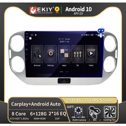 EKIY 6+128G DSP Android Autoradio For Volkswagen VW Tiguan 2010-2017 Car Radio Multimedia 1280*720 IPS Navi GPS BT no 2 din 2din