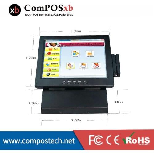 Free shipping 12 InchTouch pos terminal all in one touch computer pos system price with MRS for restauarant shop