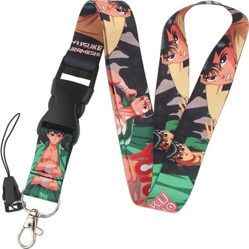 Retro YuYu Hakusho Lanyards Keychain Anime Printed Hang Rope Lariat Removable Key Chain ID Card Badge Holder Webbing Neck Straps