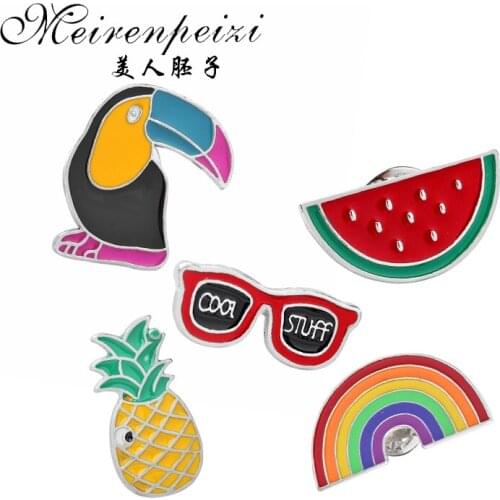 Pins and brooches Southwest Cowboy Guitar Mexican cactus Pineapple Watermelon Sunglasses Rainbow Enamel pins Badges