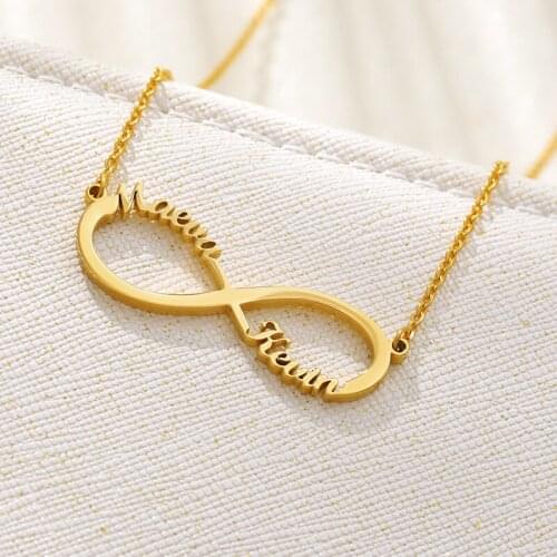 Personalized Infinity Custom Name Necklace Femme Stainless Steel Rose Gold Friendship Letter Jewelry Christmas Gift