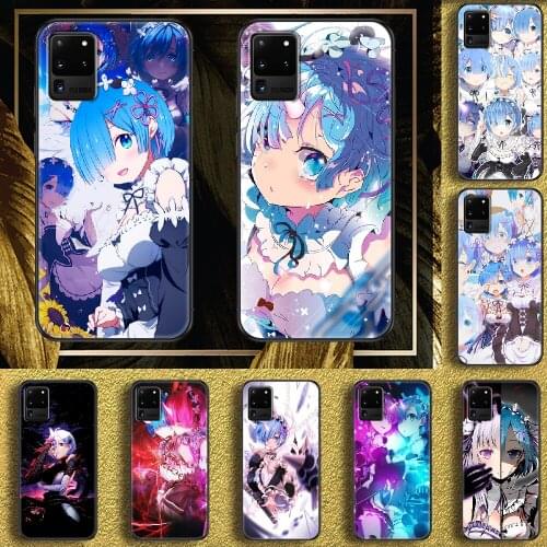 Anime Rem ReZERO Phone case For Samsung Galaxy Note 4 8 9 10 20 S8 S9 S10 S10E S20 Plus UITRA Ultra black fashion waterproof