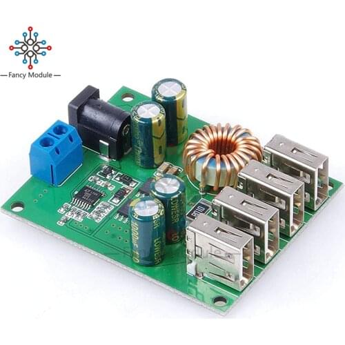 DC DC 9V 12V 24V 36V 48V 7-60V to 5V Voltage Regulator Buck Converter 5A Volt Transformer Power Supply Module 4 USB Ports