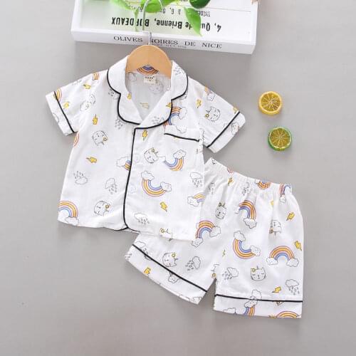 Kids baby boys girls CARTOON PRINTE short sleeve tops shirts sleepwear shorts toddler pajama sets 2pcs children casual costumes