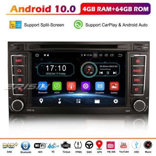 Erisin 6956 DAB+ Android 10.0 Car Stereo Autoradio GPS DVD player Navi SWC CarPlay OBD Bluetooth USB For VW Touareg T5 Multivan