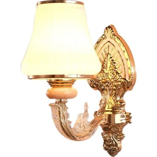 European Classic LED Wall Sconce Living Room Bedroom Glass Lamps Golden Vintage Corridor Stairs Lighting Fixture Drop Shipping