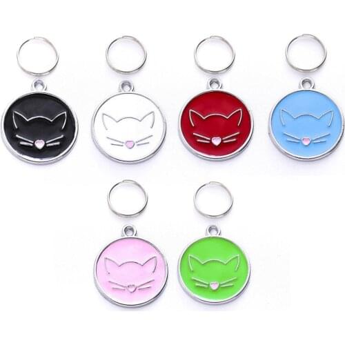 2018 NEW Cat Face Zinc Alloy Pet ID Tag Identification Plate Mini Dog Cat ID Tag Collar Pendant Personalized Pet Accessories