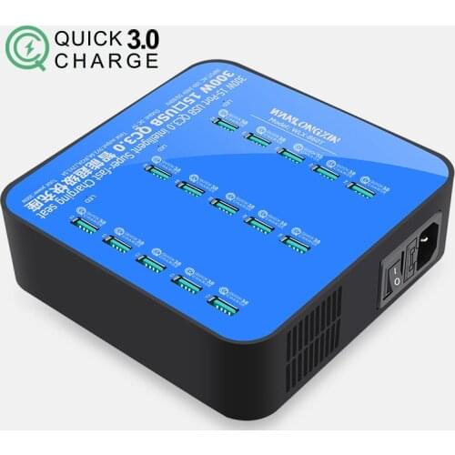 15 Ports All QC 3.0 Intelligent USB Fast Charging Station Dock Interface 300W 100-240V for Smartphone Tablet Adapter Tablet