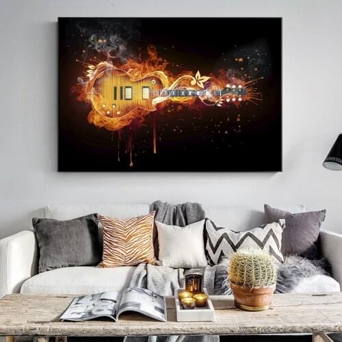 Electric Guitar Oil Painting Print On Canvas Abstract Guitar Wall Art Canvas Prints Modern Picture For Living Room Cuadros Decor