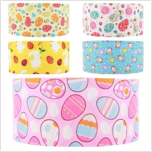 Q&N ribbon 16mm 22mm 25mm 38mm 50mm 75mm Easter Day printed grosgrain/FOE ribbon DIY Sewing Hairbows Gift 50yards/roll