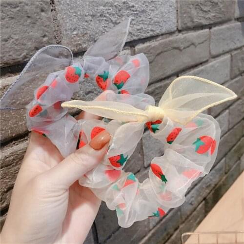 Rabbit Ear Fabric Scrunchies Fruity Large Intestine Spring And Summer Daisy Flowers Hair Accessories