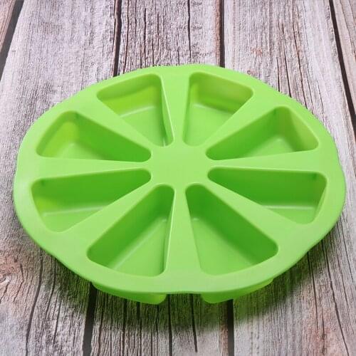 Round Soft Silicone Cheese Cake Mold 8 Holes Triangle Cake Baking Mould Pan Kitchen DIY Cheese Cake Pie Making Tools Reusable