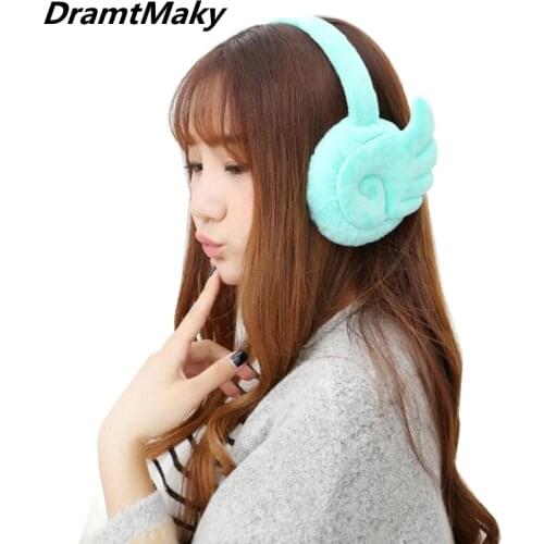 Fashion wing Plush Female Winter Earmuff Warm Ear Muffs Headphones Girls Earmuffs Earphone Ear Warmers Protector Fur Headphones