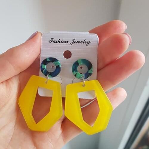 Fashion Yellow Acrylic Earrings for Women 2019 Statement Irregular Geometric Drop Earrings Boho Jewelry Hanging Earing EB263