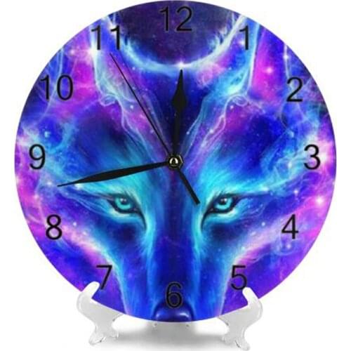 Wolf Animal 10Inch Wall Decor Clocks Numeral Digital Dial Mute No Ticking Sound Battery Operated Clocks for Childrens Playroom
