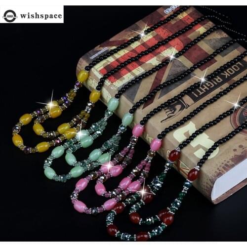 Wishspace new crystal beads double layer sweater necklace fashion women long necklace jewelry wholesale