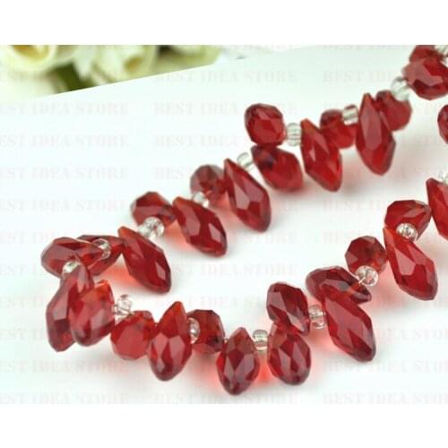 Wholesale 100pcs/lot 6mm x 12mm Red Color Briolette Pendants Crystal Glass Beads Jewelry Loose Teardrop Beads