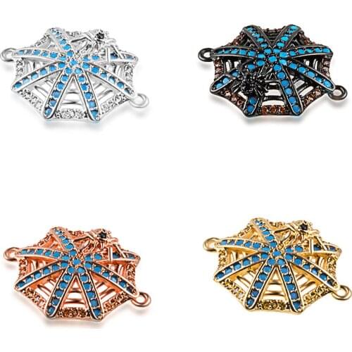 Wholesale Copper Cubic Zirconia NEW DIY Round Beads Spider web Beads Charms for Bracelet Jewelry Making