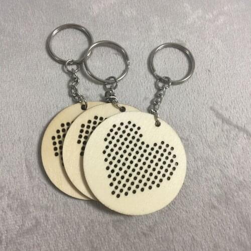 Personal wood hearts keyring keychain cross stitch make your own keyring hearts gift