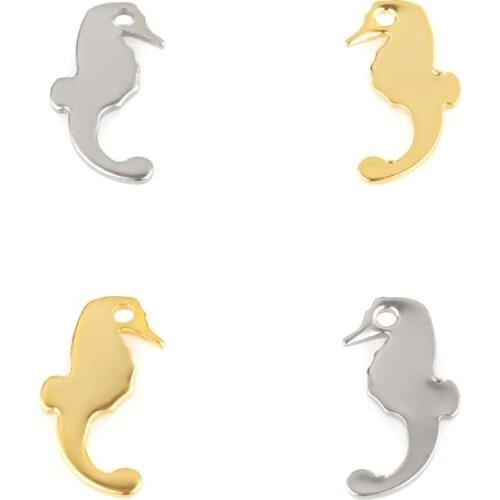 20pcs/lot15*6mm Stainless Steel Cute Seahorse Charms Animal Nautical Accessories Beach Pendant Supplies for jewelry making HXD