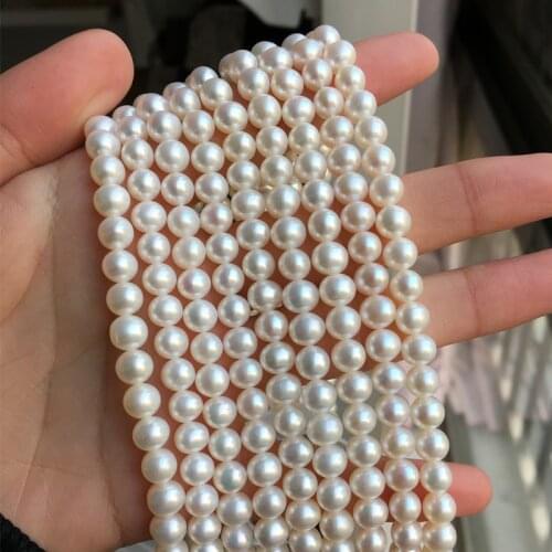 Freshwater Pearl Necklaces Round Shape with Size 6-6.5mm Perfect Luster Beads for DIY Fine Jewelry Loose Pearl Strands