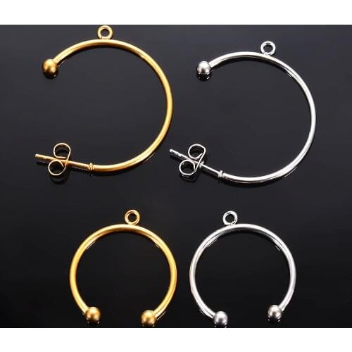 Stainless Steel Hoops Earrings Big Circle Ear Wire Hoops Earrings Wires For Jewelry Findings