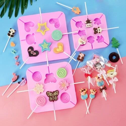 Silicone Candy Lollipop Mold Chocolate Sugar Mould For Lollipops Cake Decoration Biscuit DIY Baking Cake Decorating Kitchen Bake
