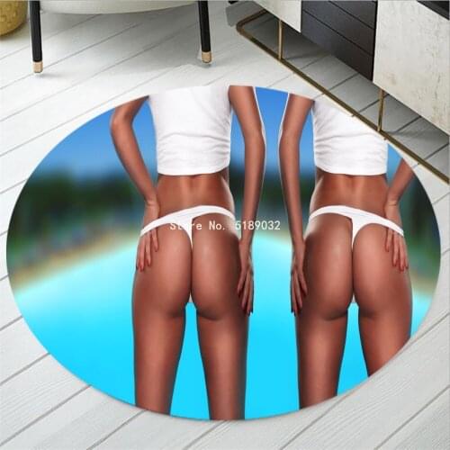 Bedroom Round Carpet Sexy Nude Buttocks Lady Floor Mat Table Computer Rug Kitchen Bathroom Mat Baby Kid Playing Mat 3D Print Mat