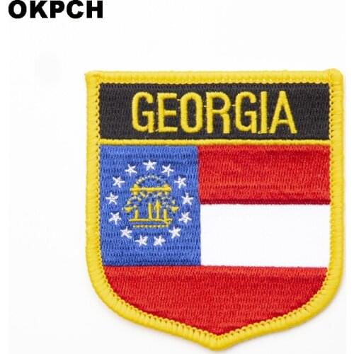 U.S.A Georgia State Iron On Patch Embroidered Clothes Patch For Clothing Stickers Garment 10pcs 6*7cm UPI-0201-S