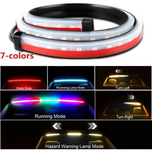 1PC Car Styling High Rear Additional Stop Lights 7colors With Turn Signal Running Light Univerisal Auto Brake Flexible LED Strip