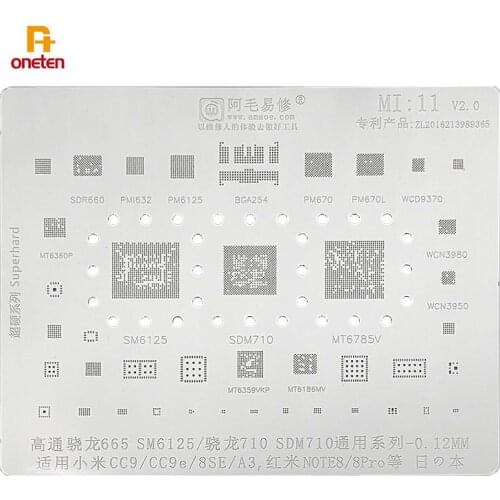 Amaoe BGA Reballing Stencil MI11 For Xiaomi CC9e Redmi SM6125 SDM710 CPU Tin Planting Soldering Net
