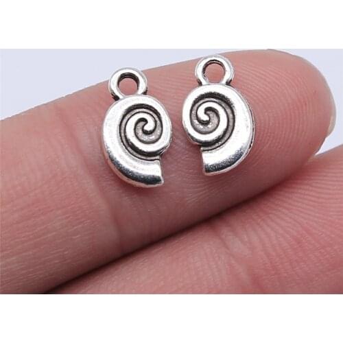 Tristana 40pcs 7x12mm Antique Silver Color Conch Charms Pendant For Jewelry Making DIY Jewelry Findings