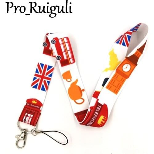 England British bus couple Neck keychain necklace Anime Cartoon Neck Strap Lanyard ID badge holder Keychain Lanyards