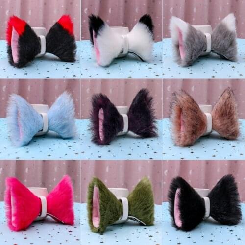 Women Lady Girls Plush Ear Hair Clip Tail Bell Anime Props Headwear Cat Fox Maid Cosplay Costume