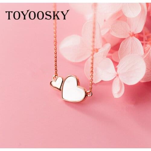 100% 925 Sterling Silver Romantic Double Heart Pendant Necklace For Women Wedding Party Fine S925 Jewelry