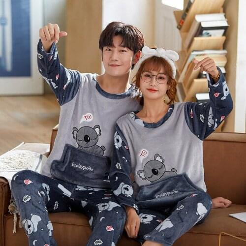 Winter Pajamas Sets For Women Mens Sleepwear Cartoon Totoro Panda Pyjamas Home Suit Mujer Nightwear Male Homewear Couple Pijamas
