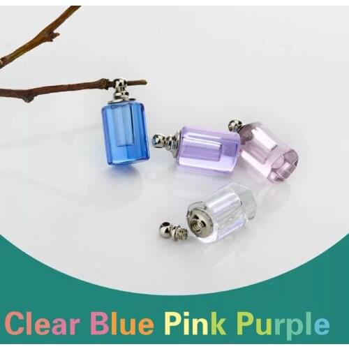 1/2/3/4/5PCS Octahedron screw cap vial pendant Crystal Perfume oil bottle Necklace Pendant charms name on rice art craft gifts