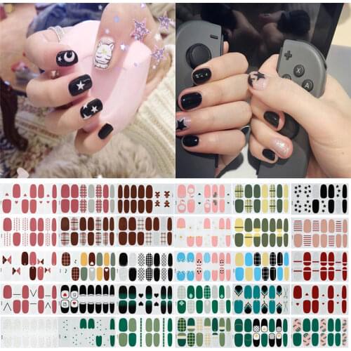 1Sheet Fashion Mixed Designs Nail Sticker Korean Styles Finger Tips Female Waterproof Nail Art Wraps Decals Manicure Decorations