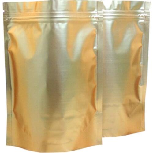 1000Pcs Gold Matte Aluminum Foil Stand Up Zip Lock Package Bag Heat Sealing Zipper Reclosable Storage Bag Dried Meat Coffee Tea