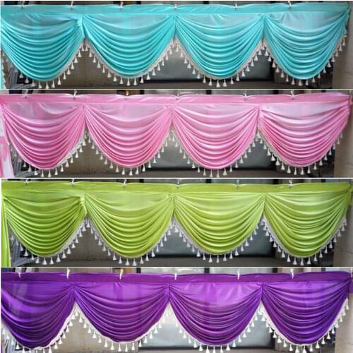 3m 6m Long Tassel Ice Silk Swag Drape Valance For Backdrop Curtain Wedding Stage Background Event Party Decoration
