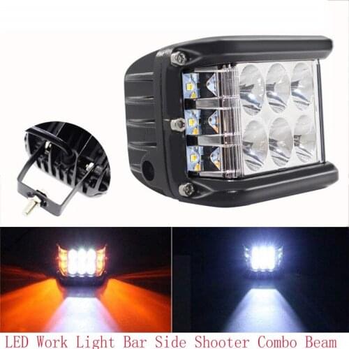 4" 45W 9-36V LED Work Light Bar Side Shooter Combo Beam White+Yellow Driving Offroad